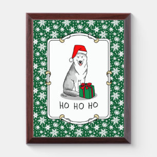 Christmas Santa Hat Siberian Husky (silver) Cute Award Plaque