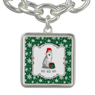 Christmas Santa Hat Siberian Husky (silver) Cute Bracelet