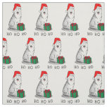 Christmas Santa Hat Siberian Husky (silver) Cute Fabric