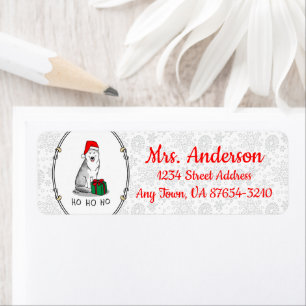 Christmas Santa Hat Siberian Husky (silver) Cute Label