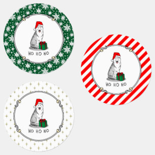 Christmas Santa Hat Siberian Husky (silver) Cute Labels