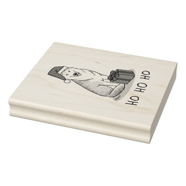 Christmas Santa Hat Siberian Husky (silver) Cute Rubber Stamp (Stamp)