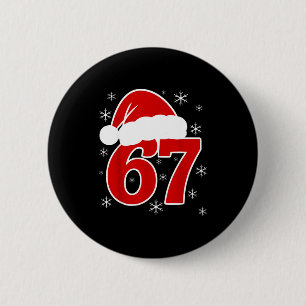 Christmas Santa Hat Six Seven 6 7 67 Meme Gen Alph Button