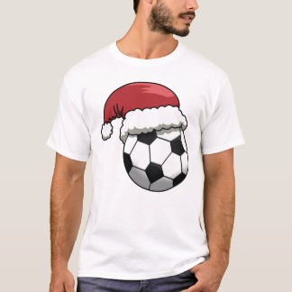 Christmas Santa Hat Soccer Ball T-Shirt