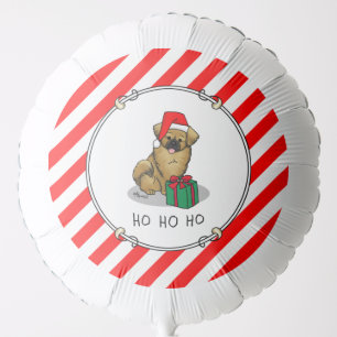 Christmas Santa Hat Tibetan Spaniel (Brown) Cute Balloon
