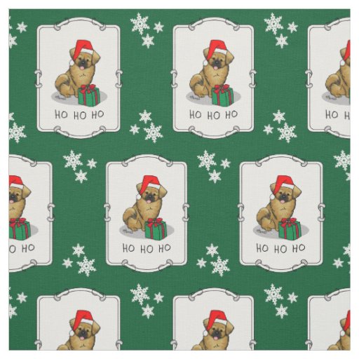 Christmas Santa Hat Tibetan Spaniel (Brown) Cute Fabric