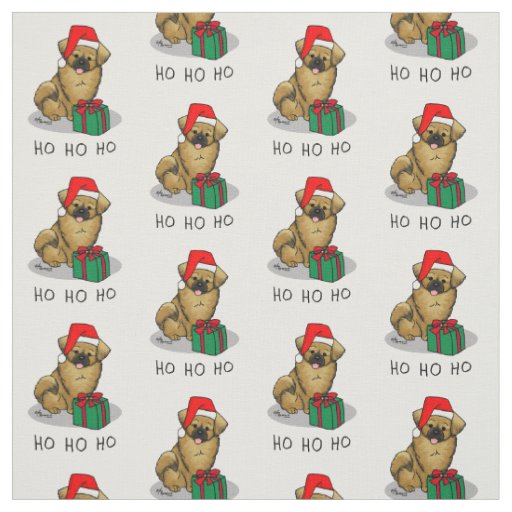 Christmas Santa Hat Tibetan Spaniel (Brown) Cute Fabric