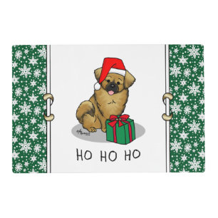 Christmas Santa Hat Tibetan Spaniel (Brown) Cute Placemat