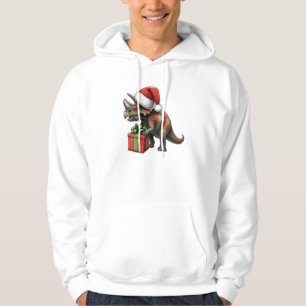 Christmas Santa hat triceratops Hoodie
