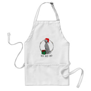 Christmas Santa Hat Weimaraner Dog (gray 1) Cute Adult Apron