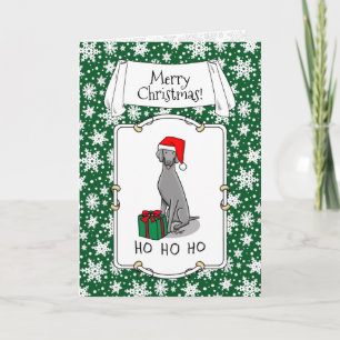 Christmas Santa Hat Weimaraner Dog (gray 1) Cute Card