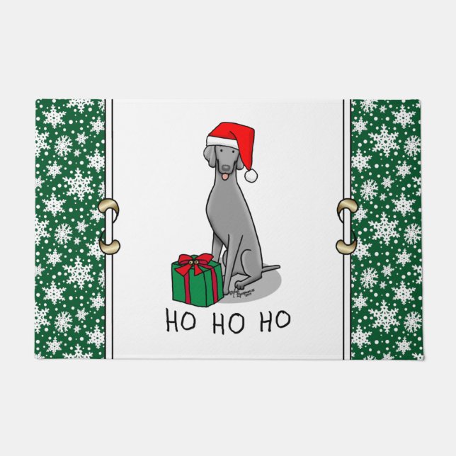 Christmas Santa Hat Weimaraner Dog (gray 1) Cute Doormat (Front)