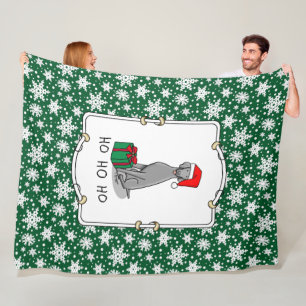 Christmas Santa Hat Weimaraner Dog (gray 1) Cute Fleece Blanket