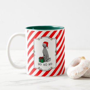 Christmas Santa Hat Weimaraner Dog (gray 1) Cute Two-Tone Coffee Mug
