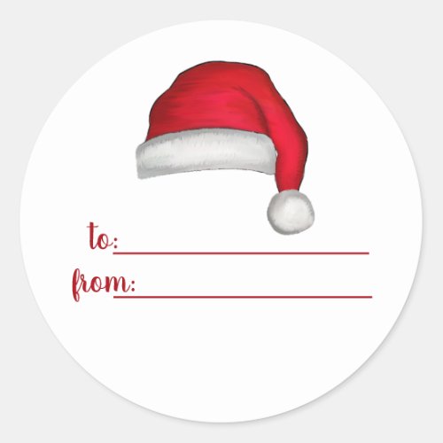 Christmas Santa Hat Whimsical Cute To From Classic Round Sticker