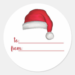 Christmas Santa Hat Whimsical Cute To From Classic Round Sticker