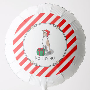 Christmas Santa Hat Whippet Dog Fawn & white Cute Balloon