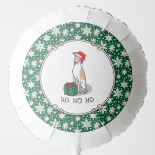 Christmas Santa Hat Whippet Dog Fawn & white Cute Balloon