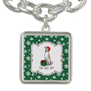 Christmas Santa Hat Whippet Dog Fawn & white Cute Bracelet