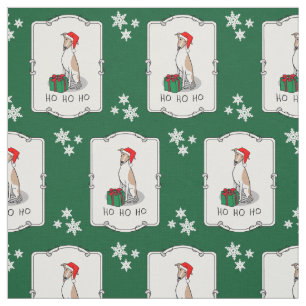 Christmas Santa Hat Whippet Dog Fawn & white Cute Fabric