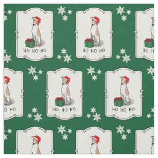 Christmas Santa Hat Whippet Dog Fawn & white Cute Fabric