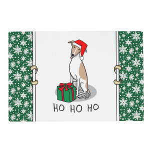 Christmas Santa Hat Whippet Dog Fawn & white Cute Placemat