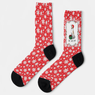 Christmas Santa Hat Whippet Dog Fawn & white Cute Socks