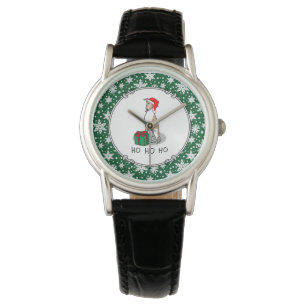 Christmas Santa Hat Whippet Dog Fawn & white Cute Watch