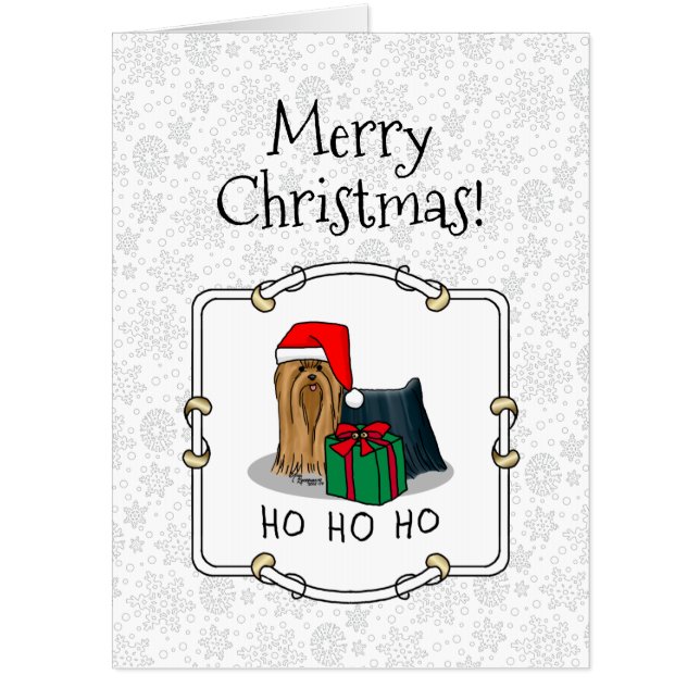 Christmas Santa Hat Yorkshire Terrier Yorkie Cute Card (Front)