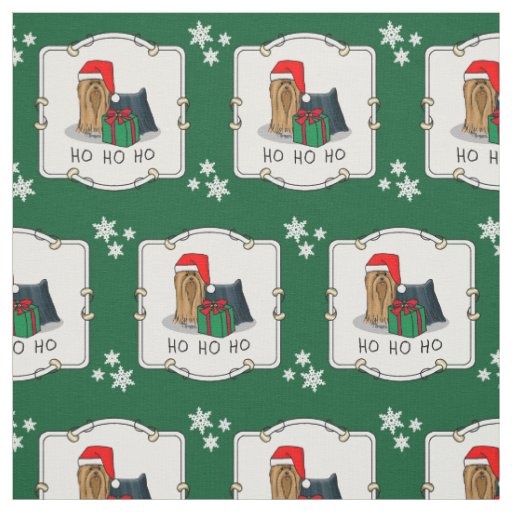Christmas Santa Hat Yorkshire Terrier Yorkie Cute Fabric