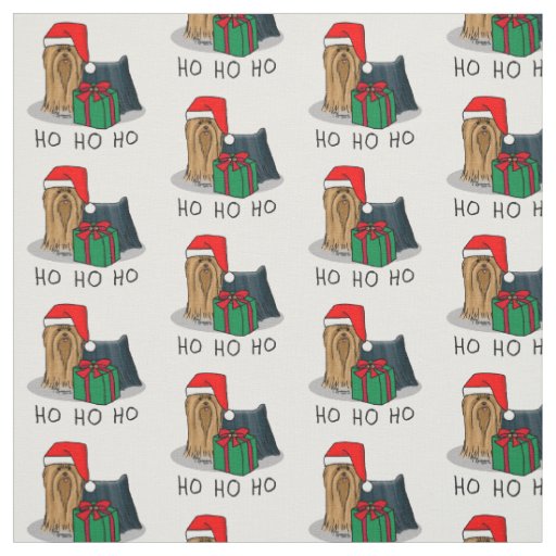 Christmas Santa Hat Yorkshire Terrier Yorkie Cute Fabric
