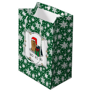 Christmas Santa Hat Yorkshire Terrier Yorkie Cute Medium Gift Bag