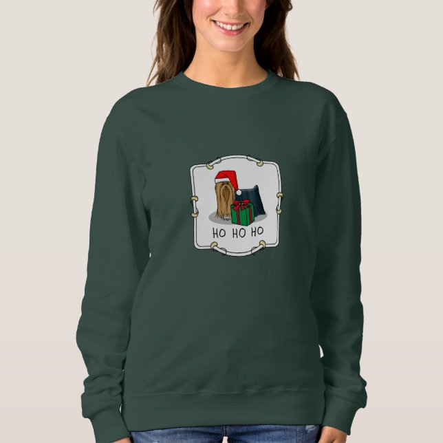 Christmas Santa Hat Yorkshire Terrier Yorkie Cute Sweatshirt (Front)