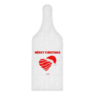 Christmas Santa Heart Glass Cutting Board Paddle