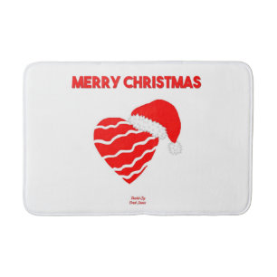 Christmas Santa Heart Medium Bath Mat