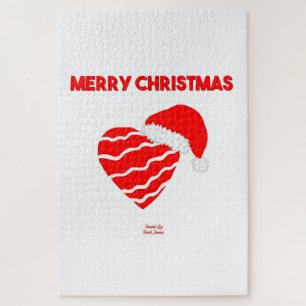 Christmas Santa Heart Puzzle 20" X 30"