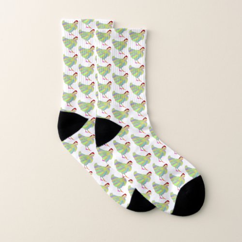 Christmas Santa Hen Funny Colorful Chicken Lover Socks