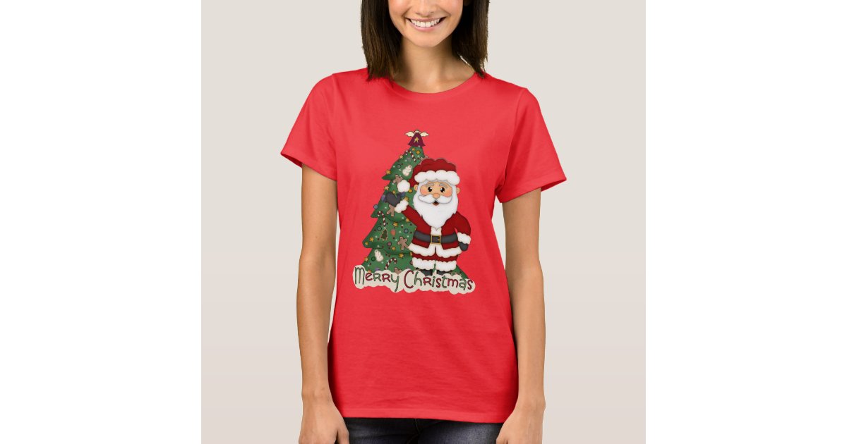 Christmas Santa Holiday cartoon t-shirt | Zazzle