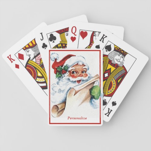 Christmas Santa Holiday Gift List Personalized Playing Cards