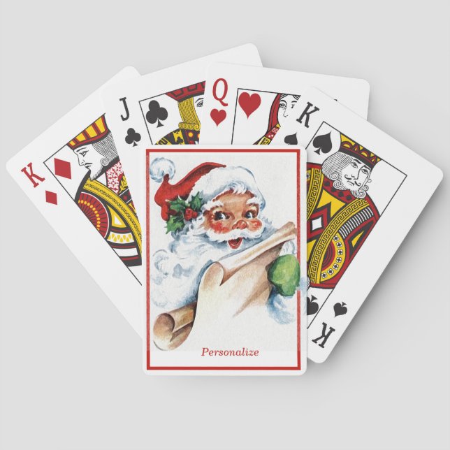 Christmas Santa Holiday Gift List Personalized Poker Cards (Back)