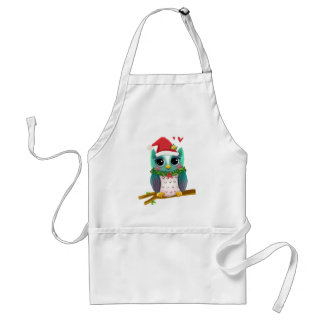 Christmas Santa Holiday Owl Mistletoe Cute Adult Apron