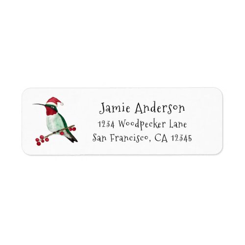 Christmas Santa Hummingbird Return Address Label