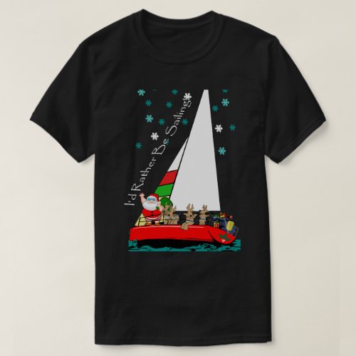 Christmas Santa in Sailboat  sailor T_Shirt