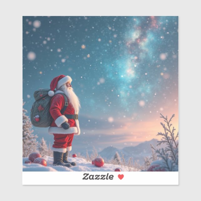 Christmas Santa in the North Pole Sticker (Sheet)