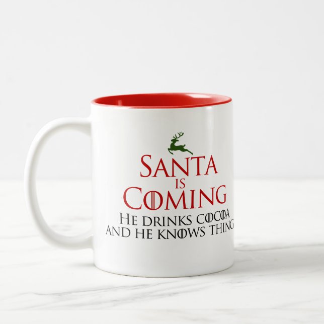 Christmas | Santa Is Coming | Funny Mug (Left)