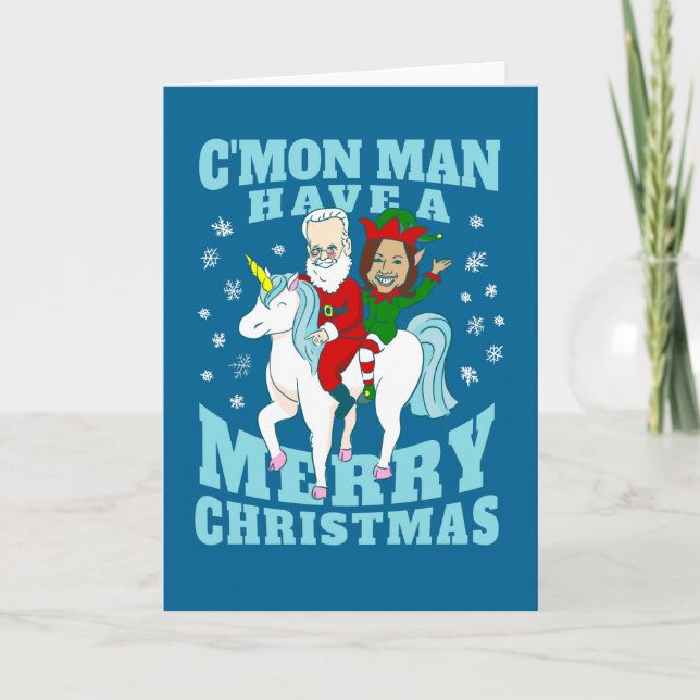 christmas santa joe biden kamala harris unicorn invitation (Front)