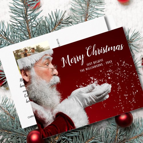 Christmas Santa Just Believe Custom Family Photo Postcard