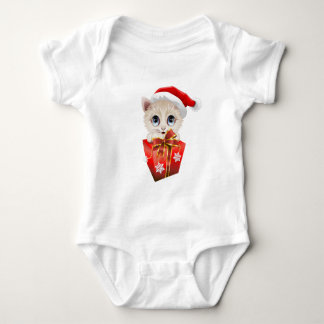 Christmas Santa Kitten with Gift Baby Bodysuit