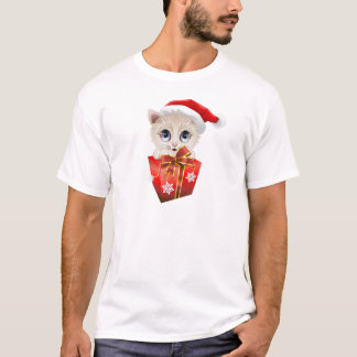 Christmas Santa Kitten with Gift T-Shirt