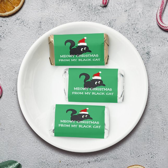 Christmas Santa Kitty Cat Name Festive Green Hershey's Miniatures (Meowy Christmas from the Cat. She can't eat them but you can)